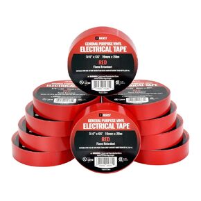 Vinyl Electrical Tape, Industrial Grade, 3/4 Inch x 66 Feet, 7 Mil Thickness, Waterproof, UL Listed, 10 Roll Value Pack (Black) in Saudi Arabia