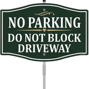 No Parking Do Not Block Driveway Sign Señales de no estacionar 12" x 8" With 28" Long Metal Private Road Traffic Safety Stake With Stand Aluminum Outdoor Use Yard Business Home in Kuwait