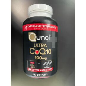 Qunol CoQ10 100mg Softgels Ultra 3X Better Absorption Coenzyme Q10 Supplements - Antioxidant Supplement for Vascular and Heart Health & Energy Production - 6 Month Supply - 180 Count in Kuwait