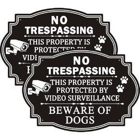 2 Pack Beware of Dogs Sign, 10" x 7" Rust Free Aluminum Metal No Trespassing Private Property Sign, UV Protected and Weatherproof, Durable Ink, Easy to Install, Indoor/Outdoors Use in Kuwait