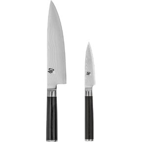 Shun Classic 2 Piece Starter Set, Includes 8" Chef and 3.5" Paring Knives, Handcrafted Japanese Knife Set, VG-MAX Core with Damascus Stainless Steel Cladding, Pakkawood Handle in Kuwait