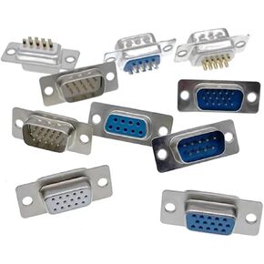 100PCS DB9 Connector Core VGA Pl9pin Port Socket Female Male D Type Adapter SUB DB15(DB9 Female Silverly) in Saudi Arabia