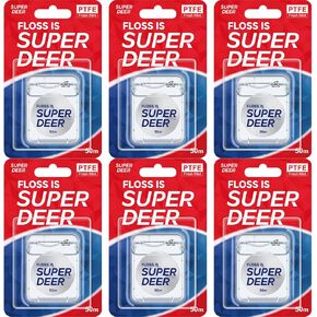 Super Deer Flat Dental Floss, Mint Flavored PTFE Tape - Shred Resistant, Expands & Stretches for Deep Clean, Gentle on Gums, Plaque Remover, Slides Smoothly, 55 yd (6) in Saudi Arabia