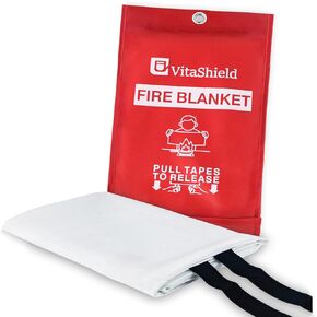 Emergency Fire Blanket for Kitchen Grease Fire, 39x39in, Easy Pull Tabs for Quick Use, 1076°F Heat Resistant Fiberglass, No Mess Extinguisher Alternative for Home Car RV BBQ (1 Pack) in Saudi Arabia