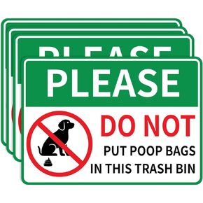 4 Pack Please Do Not Dispose of Poop Bags in This Trash Bin Sign,Waterproof Do not Put Dog Poop in My Trash Can Stickers for Outdoor,House,Yard(7.8"x5.6") in Kuwait