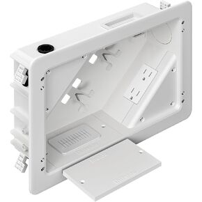 in-Wall TV Box with Flange for Home Theater Installation, 11.9" x 8.4" Cord Hider for Wall Mounted TV, with 2 Outlets, Cable Bracket, LV Cable & 1-1/2" ENT Entrance, Ideal for New or Retrofit Job in Saudi Arabia