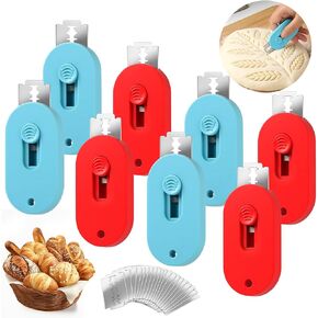 VZZNN 8 Pack Professional Bread Lame,Extractable & Magnetic Bread Lame Dough Scoring Tool for Sourdough Bread baking & Bread Making Tools Scoring Patterns booklet & 20 Razor Blades(Black+White) in Kuwait