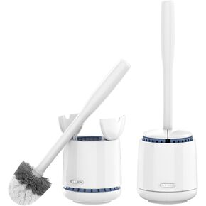 MR.SIGA Toilet Bowl Brush and Holder, Premium Quality, with Solid Handle and Durable Bristles for Bathroom Cleaning, White, 2 Pack in Saudi Arabia