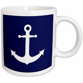 3dRose Navy Blue and White Nautical Anchor Design 11oz Mug in Saudi Arabia