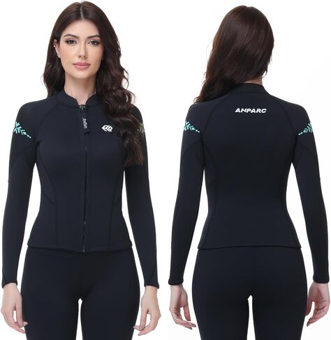 Wetsuit Women Top Jacket Neoprene Wet Suit for Women Cold Water Swimming Jacket Long Sleeve Dive Scuba Wet Suit Shirt Front Zip Wetsuits Shirts Vest for Spearfishing,Snorkeling,Surfing in Saudi Arabia