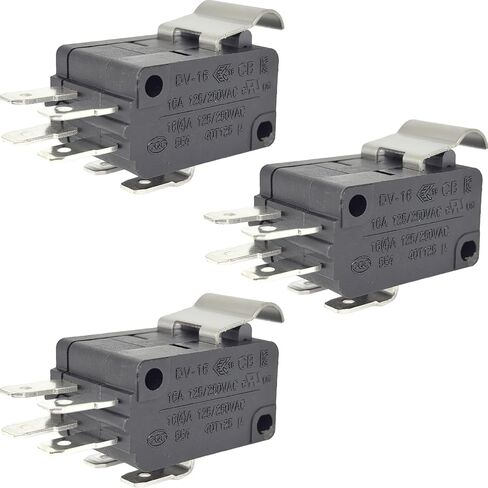3-Pack DV-16 Micro Switch - 16A 250VAC 6-Pin SPDT مفتاح أداة الطاقة - متوافق مع سلسلة Dewo DV-16-A01 - يعمل على إصلاح فشل باب الجهاز وقفل الأمان in Saudi Arabia