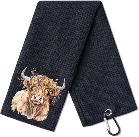 Highland Cow Gifts Golf Towel, Gifts for Highland Cow Lovers, 15.7“x23.6" Microfiber Golf Towel for Golf Bags for Birthday, Christmas in Saudi Arabia