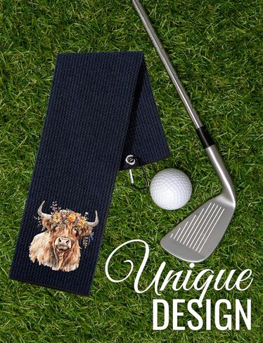 Highland Cow Gifts Golf Towel, Gifts for Highland Cow Lovers, 15.7“x23.6" Microfiber Golf Towel for Golf Bags for Birthday, Christmas in Saudi Arabia