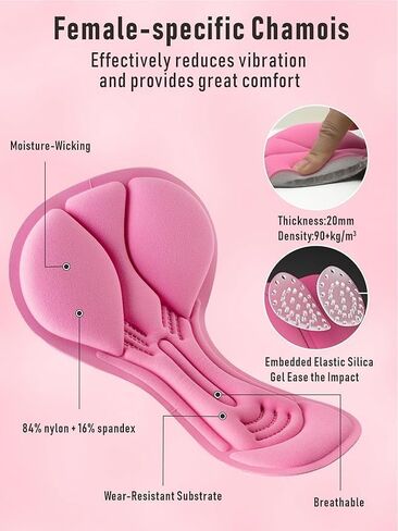 Women's Padded Cycling Shorts, Breathable Bike Shorts with Silicone Gel Pad, Comfortable Shockproof for Riding in Saudi Arabia
