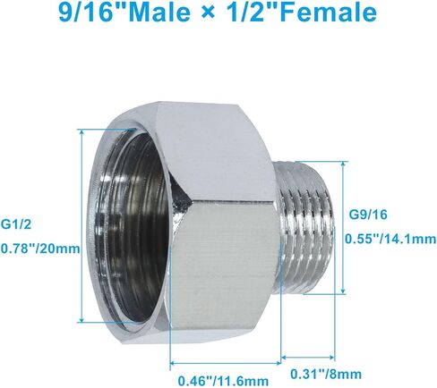 4 PCS Brass Water Line Adapter, 1/2" Female to 9/16" Male Pipe Fitting with Rubber Washer, Compression Connector for Bathroom Faucet Supply Hose in Saudi Arabia