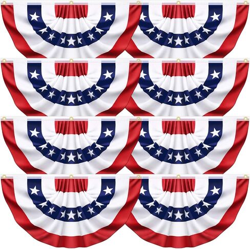 3x6 Ft 2 Pack American Pleated Fan Flag, Patriotic Half Fan Banner American Flag Decoration Bunting for Outside Red White and Blue Decor Independence Day Memorial Day 4th of july Decorations in Saudi Arabia