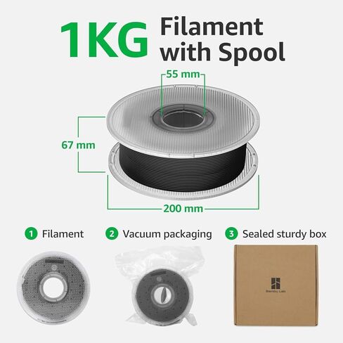 Bambu Lab PLA Matte Filament 1.75mm 1kg Spool - PLA 3D Printer Filament, Smooth Finish, Low Warp, Easy to Print, Compatible with Bambu Lab & Most FDM 3D Printers - Charcoal (11101) - Spool in Saudi Arabia