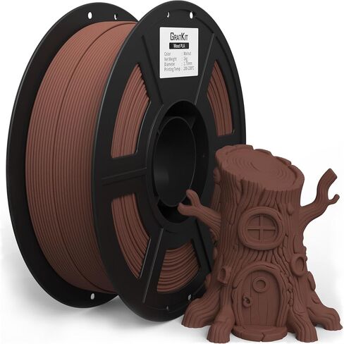 GratKit Wood PLA Filament, 3D Printer Filament 1.75mm, -0.03mm, 1KG/Roll, Fit Most FDM 3D Printers, PLA Wood Walnut in Saudi Arabia