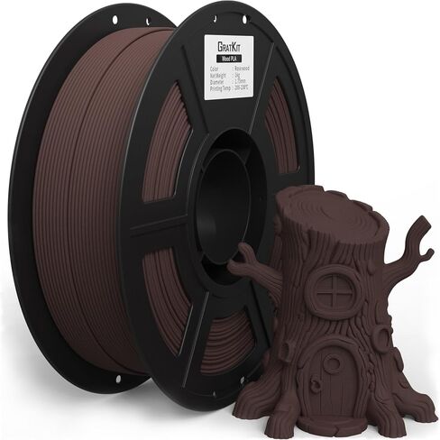 GratKit Wood PLA Filament, 3D Printer Filament 1.75mm, -0.03mm, 1KG/Roll, Fit Most FDM 3D Printers, PLA Wood Walnut in Saudi Arabia