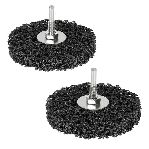 2 Pack Paint Stripping Disc Drill Attachment,4" x 0.5" Wide with 0.25" Shaft Strip & Clean Discs for Paint, Rust & Coating Removal (Black, 4" Diameter x 1/2" Width x 1/4" Shank, 2, Extra Fine) in Saudi Arabia