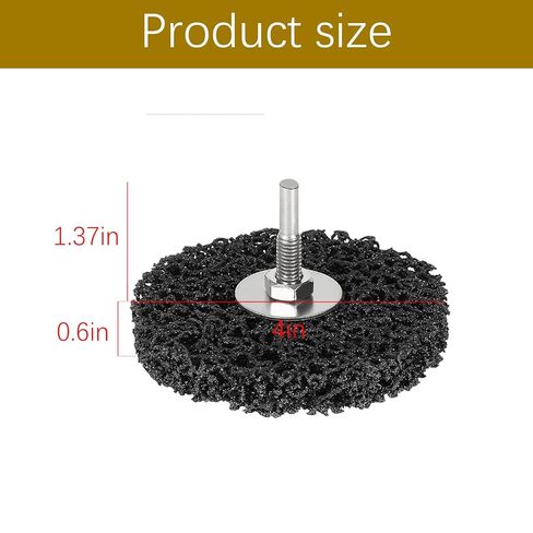 2 Pack Paint Stripping Disc Drill Attachment,4" x 0.5" Wide with 0.25" Shaft Strip & Clean Discs for Paint, Rust & Coating Removal (Black, 4" Diameter x 1/2" Width x 1/4" Shank, 2, Extra Fine) in Saudi Arabia
