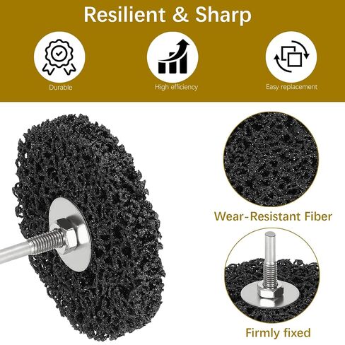 2 Pack Paint Stripping Disc Drill Attachment,4" x 0.5" Wide with 0.25" Shaft Strip & Clean Discs for Paint, Rust & Coating Removal (Black, 4" Diameter x 1/2" Width x 1/4" Shank, 2, Extra Fine) in Saudi Arabia