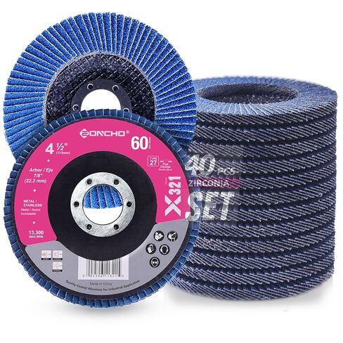 Flap Discs 4 1/2 x 7/8-Inch for Angle Grit 40 Type 27 Premium Zirconia Grinding Wheel for Stainless, Sheel Metal(40 Pack) in Saudi Arabia