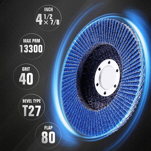 Flap Discs 4 1/2 x 7/8-Inch for Angle Grit 40 Type 27 Premium Zirconia Grinding Wheel for Stainless, Sheel Metal(40 Pack) in Saudi Arabia
