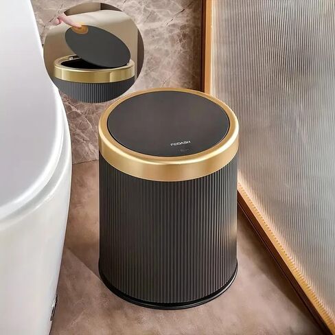 1pc 3.17gal Luxury Large Capacity Push-Lid Trash Can with Dual Inner Buckets, Odor-Sealing Oval Design, Modern Plastic Waste Container for Kitchen, Bathroom - Durable & Easy-Clean (Cream White) in Saudi Arabia