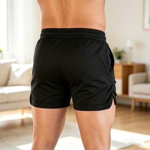 Men's Gym Shorts Quick Dry Athletic Running Shorts with Pockets Drawstring for Workout Black M in Saudi Arabia