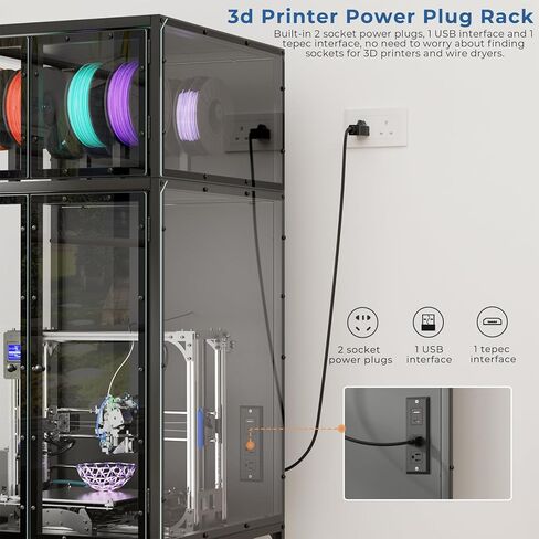 3D Printer Cabinet with Double Layer 3D Printer Filament Storage Rack, T-Shaped Filament Bar & Noise-Reducing, Dust-Proof Design, Suitable for Studio, Office Storage and Organization in Saudi Arabia