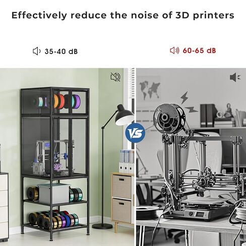 3D Printer Cabinet with Double Layer 3D Printer Filament Storage Rack, T-Shaped Filament Bar & Noise-Reducing, Dust-Proof Design, Suitable for Studio, Office Storage and Organization in Saudi Arabia