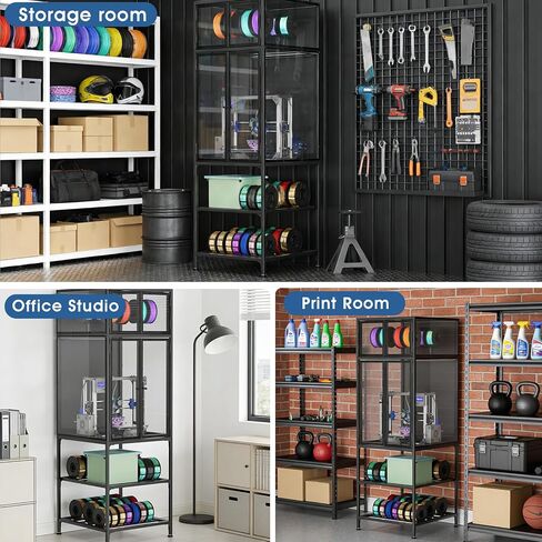 3D Printer Cabinet with Double Layer 3D Printer Filament Storage Rack, T-Shaped Filament Bar & Noise-Reducing, Dust-Proof Design, Suitable for Studio, Office Storage and Organization in Saudi Arabia
