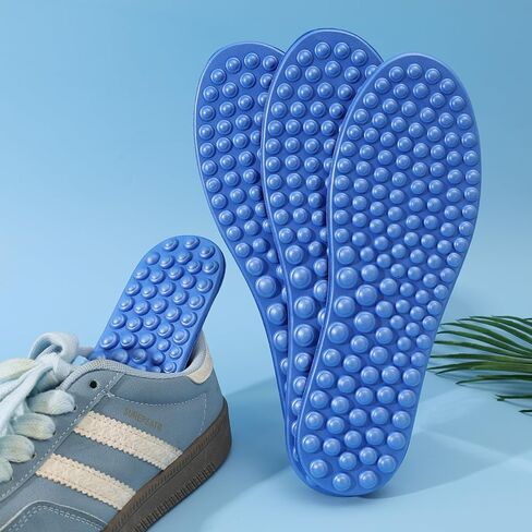 1 Pair Blue Shock Absorption Massage Insoles Creative Comfort Shoes Pad Men Women Soft High Elasticity Shoe Inserts (43-44) in Saudi Arabia