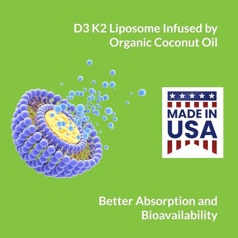 UpNourish Liposomal D3 K2 Vitamin 10000 IU D3 وK2 MK-7 200 ميكروغرام - 365 فيتامين D3 k2 (فيتامين D3 مع K2) كبسولات هلامية صغيرة - سهلة البلع مكمل فيتامين K2 D3 in Kuwait