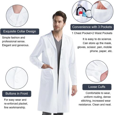 Professional Lab Coat, Medical Coat, Suitable for Medical Students, Laboratories, Masquerade Parties, Unisex in Saudi Arabia