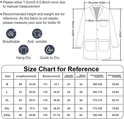 Professional Lab Coat, Medical Coat, Suitable for Medical Students, Laboratories, Masquerade Parties, Unisex in Saudi Arabia