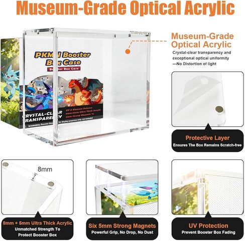 ETB Acrylic Case for Elite Trainer Box - 8mm+5mm Ultra Thick Optical-Grade Acrylic ETB Protector Case with Six 5mm Strong Magnets Rounded Edges Elite Trainer Box Protector in Saudi Arabia