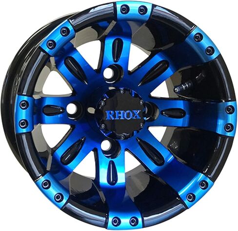 Red Hawk TIR-RX160-BBL Wheel Black w/Blue w/Center Cap, 10x7 ET-25 Golf Carts in Saudi Arabia