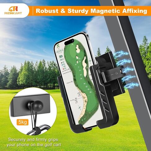حامل هاتف عربة الجولف مغناطيسي، متوافق مع EZGO/Club Car/Yamaha، مع مغناطيس N52 ترقية ودوران 360 درجة، حامل هاتف الجولف مع مغناطيس فائق القوة للهاتف الخلوي iPhone، Samsung in Kuwait
