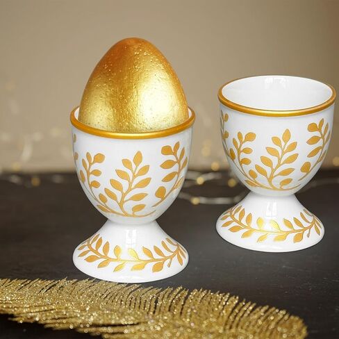 Cinf السيراميك كوب بيض عيد الفصح هدية مجموعة من 2 حامل الخزف الأبيض الإفطار الطبخ المسلوق سهلة التنظيف ذكريات الطفولة المطبخ in Kuwait