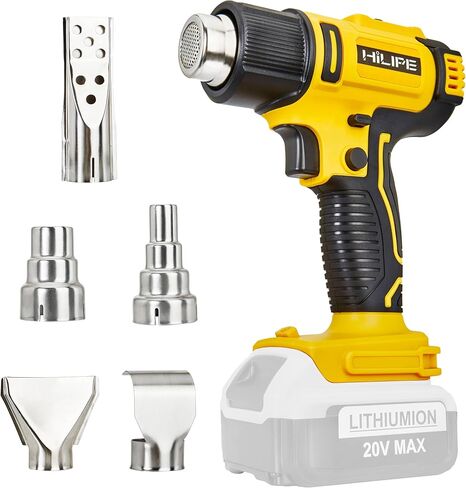 Cordless Heat Gun for DeWALT 20v Battery,Lithium Hot Air Gun, 5 Nozzle Attachments,2-Temp Setting Max 1022°F(550°C),Heat Gun for Shrink Wrapping, Tube Bending (Tool Only, NO Battery) in Saudi Arabia