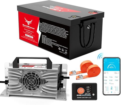 48V 100Ah Lithium LiFePO4 Golf Cart Battery with APP&Monitor&Charger, 200A BMS Grade A Cells Rechargeable Battery,10000+ Cycles,Perfect for Golf Cart (48V 100Ah Iron Shell Set) in Saudi Arabia