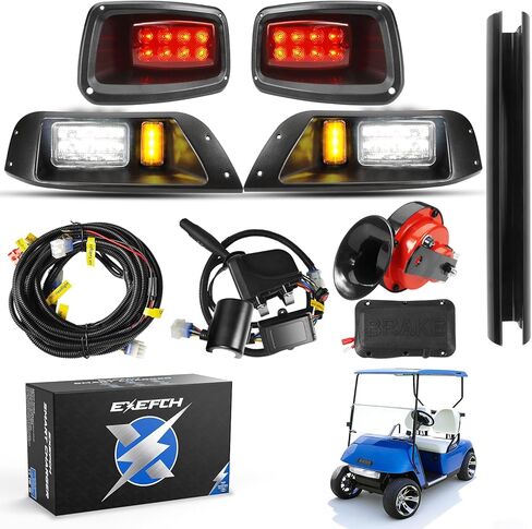 EZGO TXT LED طقم المصباح الأمامي والذيل لعربات الجولف 1996-2013 غاز وكهرباء، 12 فولت شارع EZGO TXT طقم إضاءة قانوني مع إشارات الانعطاف والقرن وأضواء الفرامل وحزام الأسلاك in Kuwait