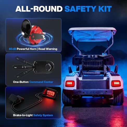EZGO TXT LED طقم المصباح الأمامي والذيل لعربات الجولف 1996-2013 غاز وكهرباء، 12 فولت شارع EZGO TXT طقم إضاءة قانوني مع إشارات الانعطاف والقرن وأضواء الفرامل وحزام الأسلاك in Kuwait