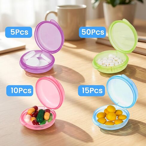 Qianyu Small Pill Box 8 Pack Portable Mini Pill Organizer Travel Medicine Storage Container Daily Pill-Case for Pocket Purse Vitamin Dispenser Holder Earplug Case Liver Oil Storage Box Compact in Saudi Arabia