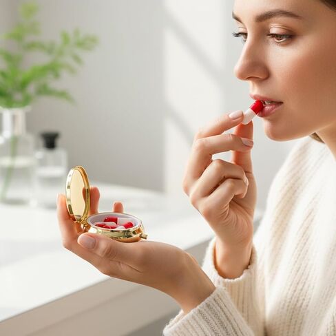 علبة حبوب الدواء الصغيرة من سيبا، قطعتان من صندوق الأدوية المحمول للمحفظة والجيب، منظم حبوب الدواء المقاوم للماء من باستيليرو المعدني لمكملات زيت السمك والفيتامينات، ذهبي وفضي in Saudi Arabia