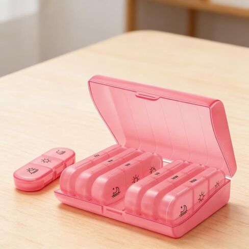 Weekly Pill Organizer 7 Day x 3 Times a Day,Medication ​& Pill Organizer Travel Case with Removable Compartments for Vitamins & Pills Kit (Black) in Saudi Arabia