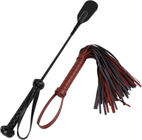 2 PCS Riding Crop for Horse, 18 Inch Horse Whip with 20 Inch PU Leather Premium Riding Crop for Equestrian Sports, Black, Red in Saudi Arabia