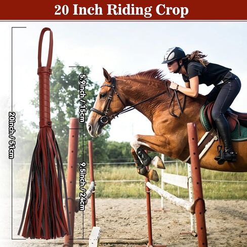 2 PCS Riding Crop for Horse, 18 Inch Horse Whip with 20 Inch PU Leather Premium Riding Crop for Equestrian Sports, Black, Red in Saudi Arabia